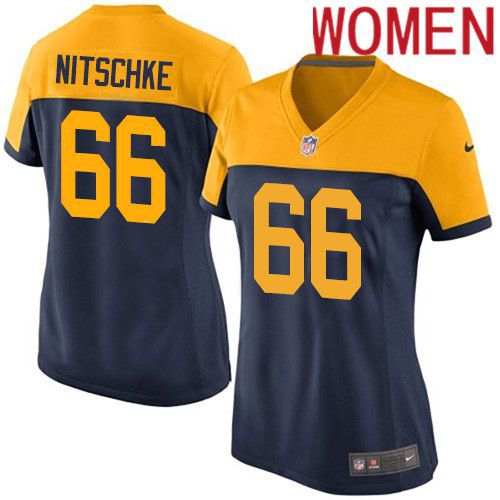 Women Green Bay Packers #66 Ray Nitschke Navy Blue Nike Alternate Game NFL Jersey->women nfl jersey->Women Jersey